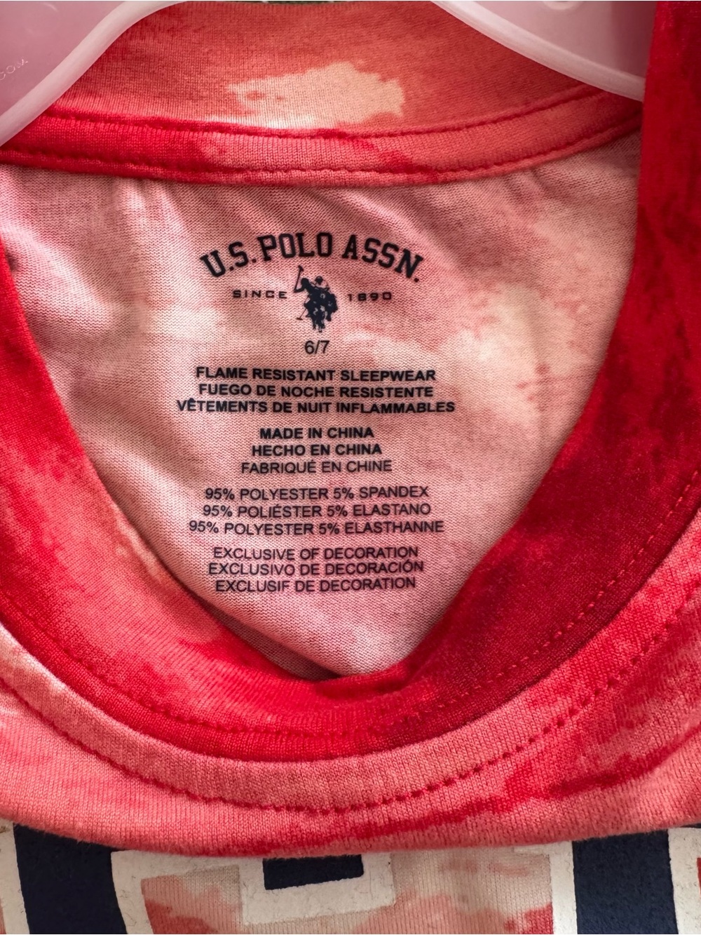 US Polo Assn Boys Pajama Set 6/7 Red Tie Dye USA Shirt Gray Shorts SleepWear New - Picture 8 of 16